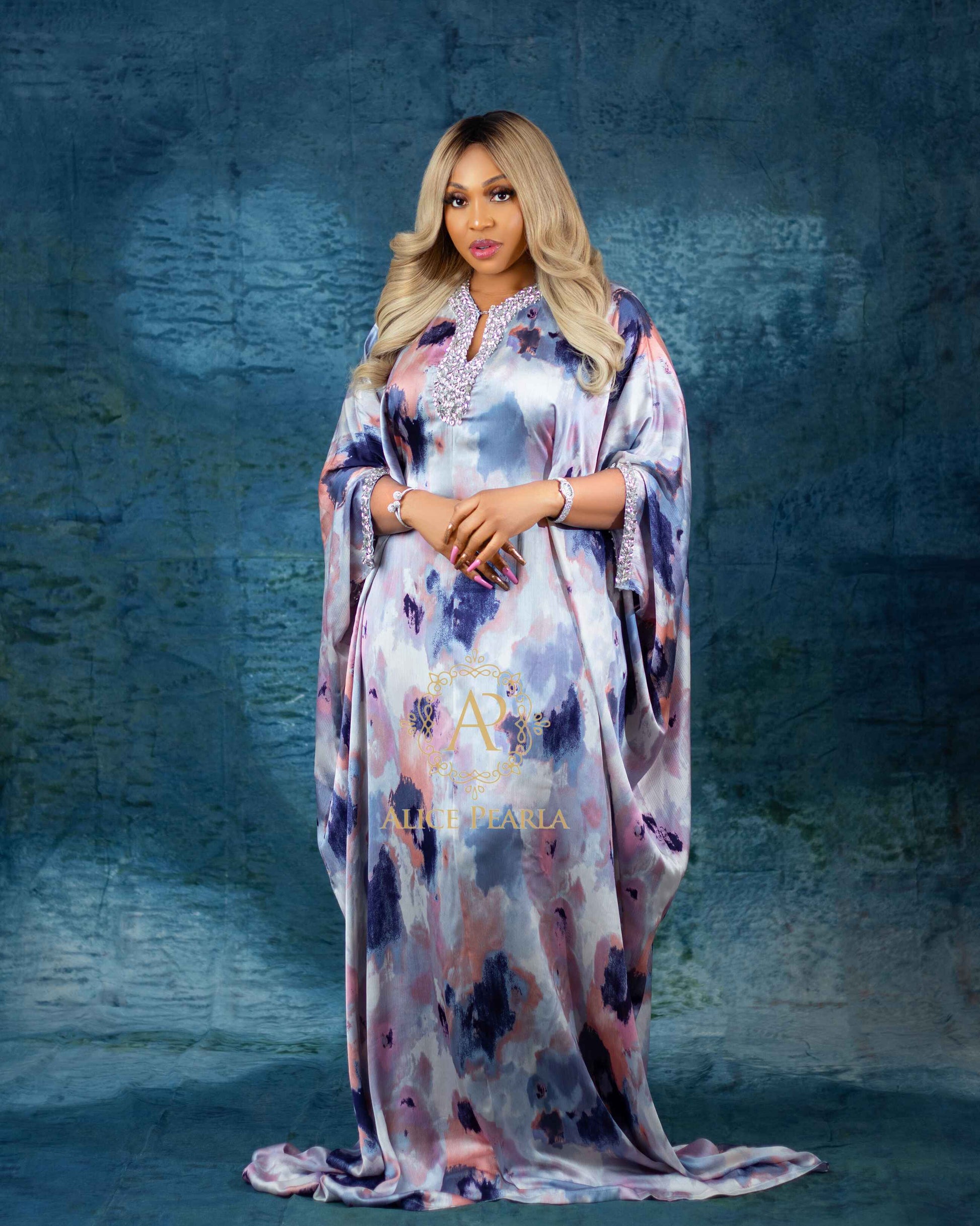 Serene Blue & Lavender Kaftan – Almas