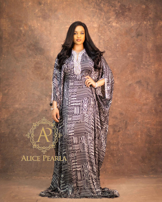 Monochrome Geometric Kaftan  - Almas
