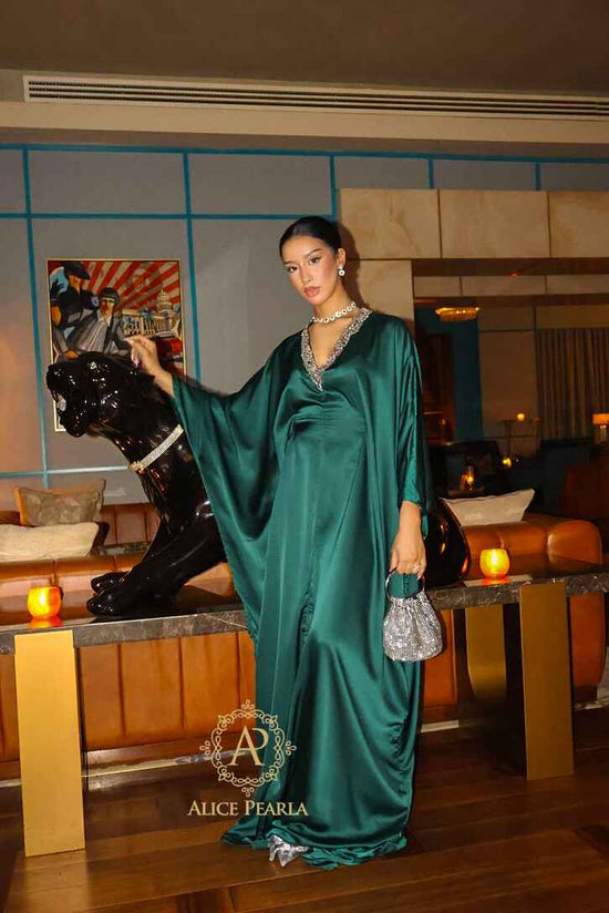 Emerald Opulence Embellished Kaftan – Alice Pearla Collection