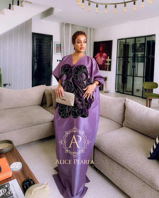 Onion purple (Purple applique) Kaftan - Lilian
