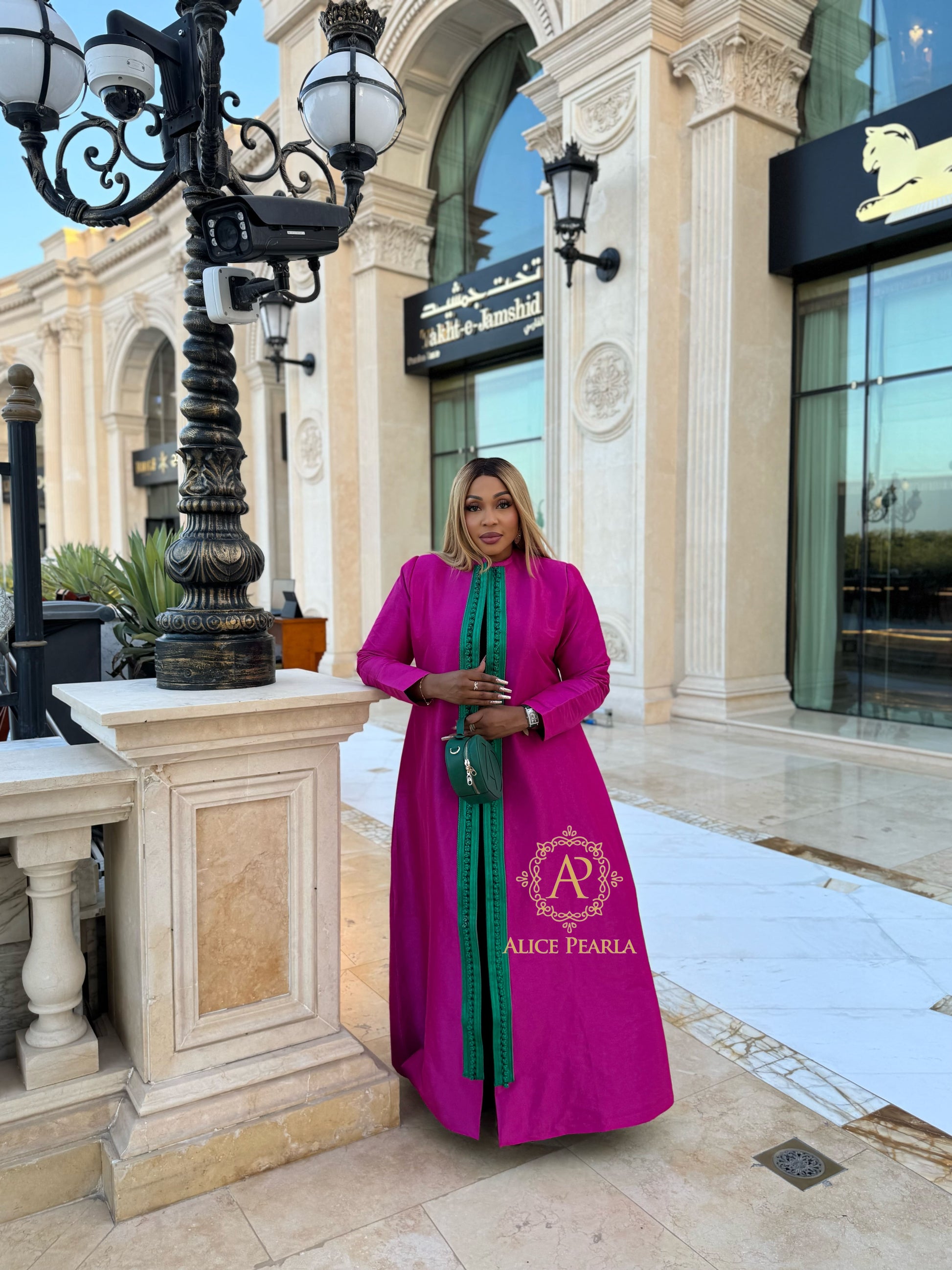 Pink Robin Abaya With Embroidery