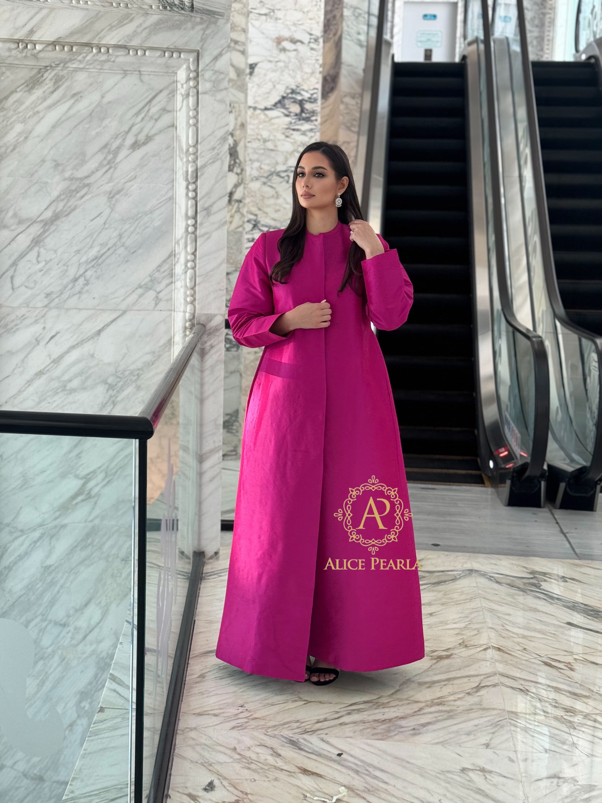 Pink Robin Abaya With Embroidery Kaftan